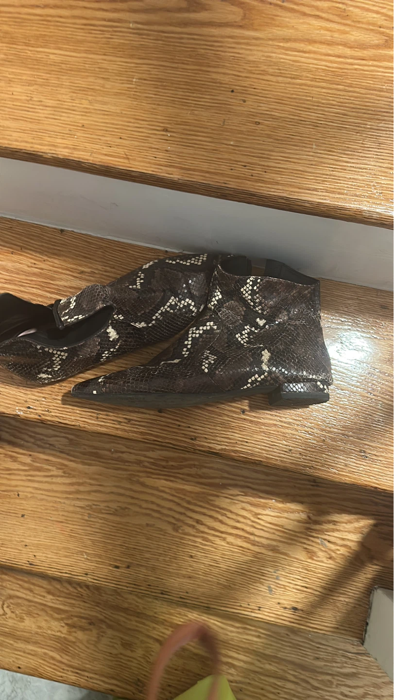 Women's Brown Snake Print Ankle Boots