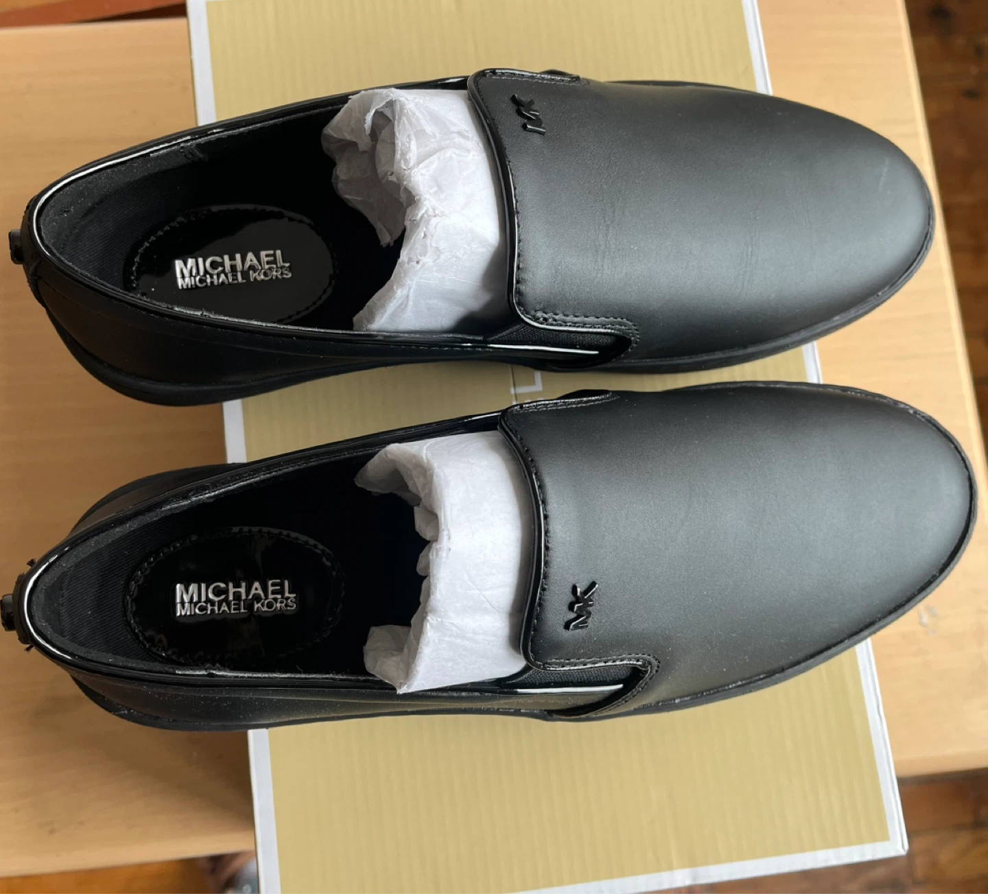Michael Kors Keaton Black Leather Slip-On Loafers 9.5