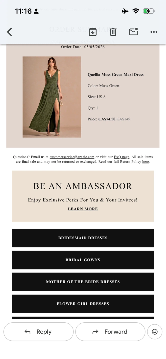 Azazie Quellia Moss Green Maxi Dress - photo 2