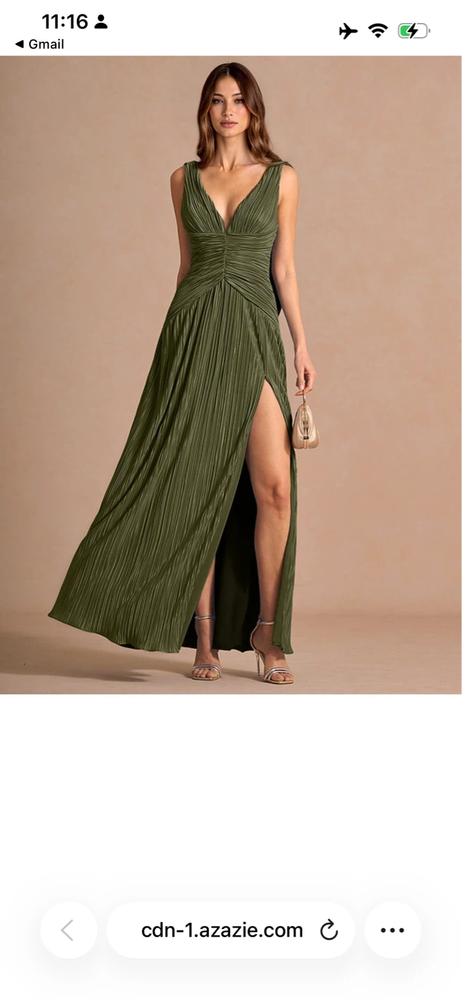 Azazie Quellia Moss Green Maxi Dress