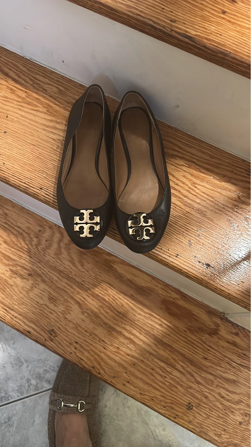 Tory Burch Black Leather Ballet Flats