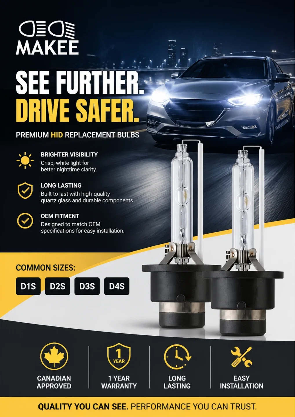 Makee Premium HID Replacement Bulbs