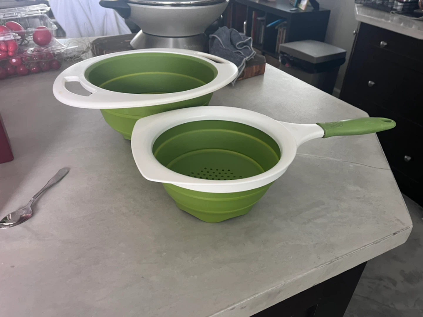 Collapsible Strainer Set - Green & White