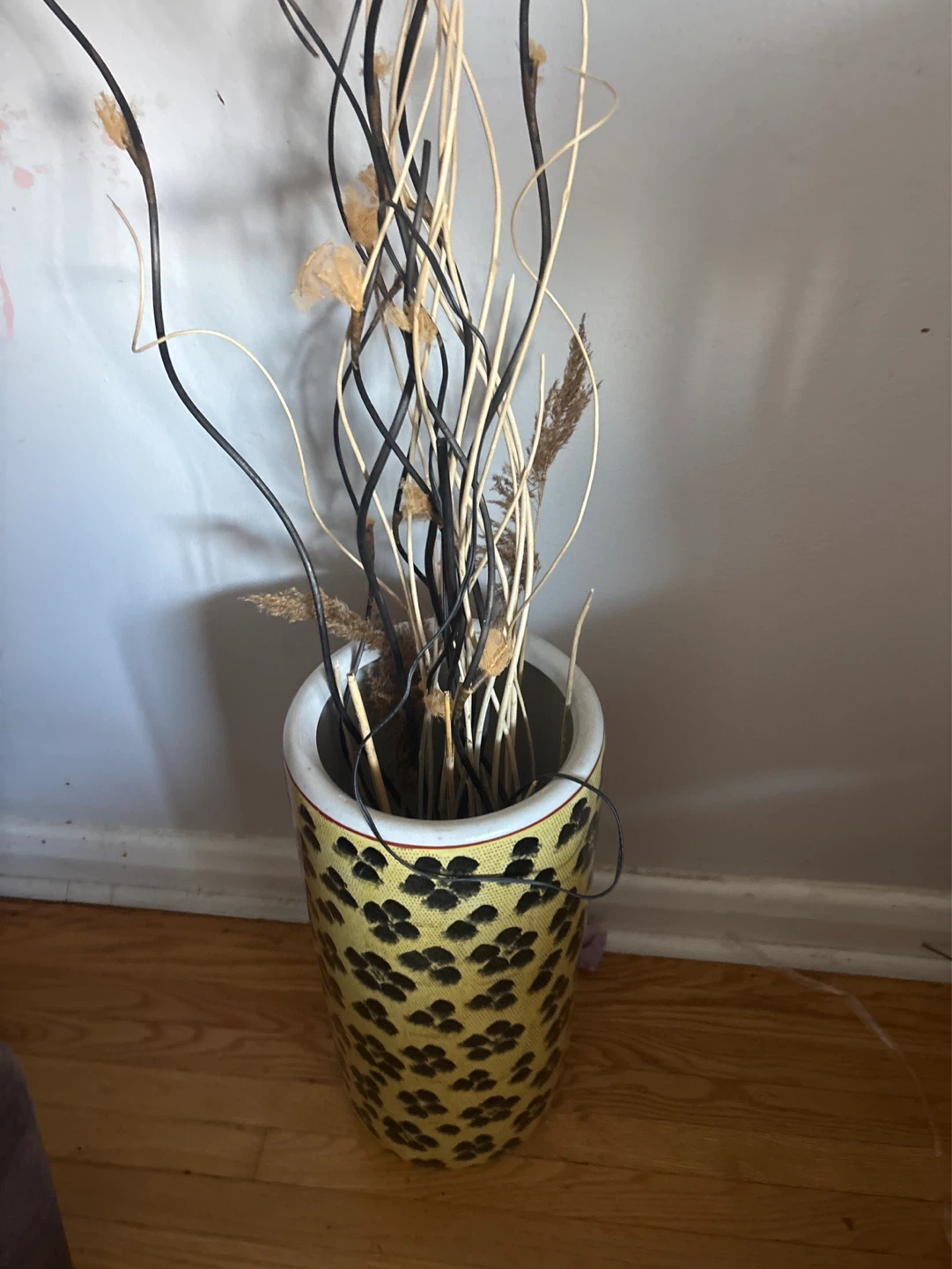 Decorative Dried Branch Arrangement in Yellow Pot - photo 2