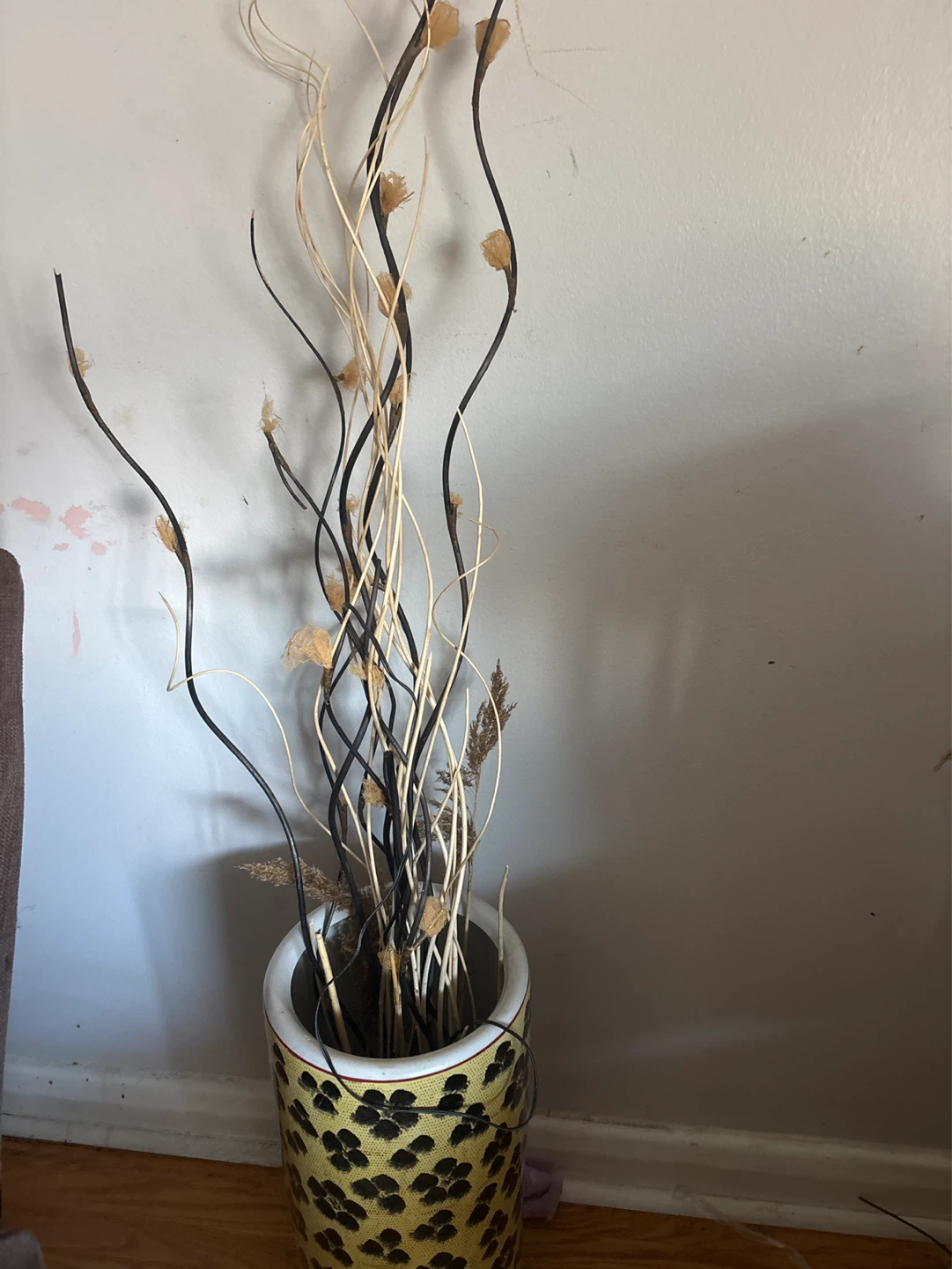 Decorative Dried Branch Arrangement in Yellow Pot