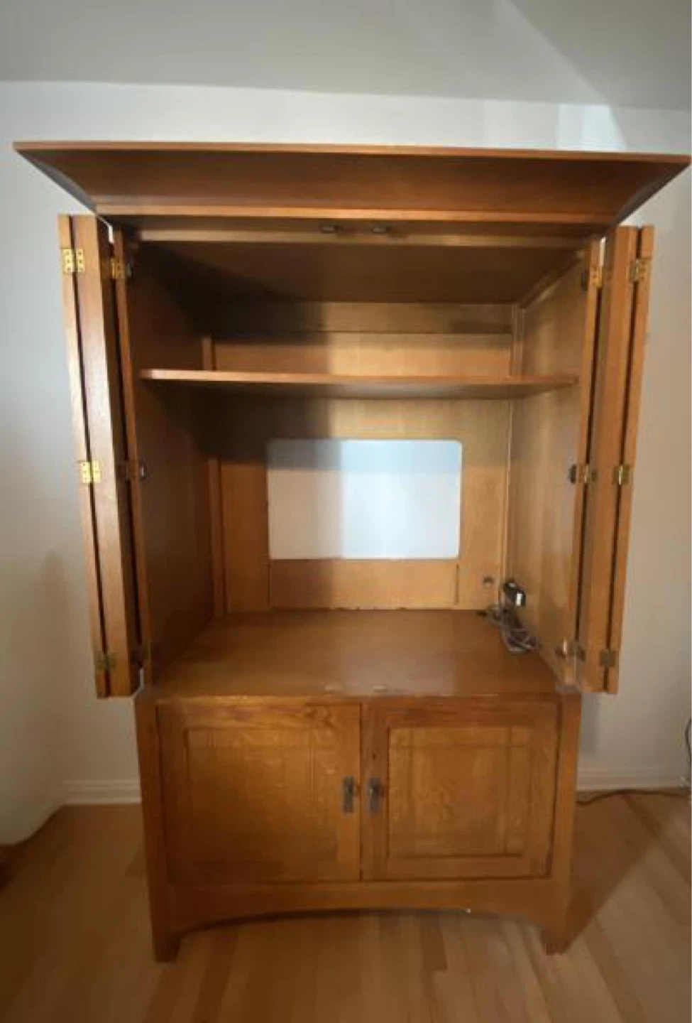 Solid Oak Mission Style Media Cabinet - photo 2