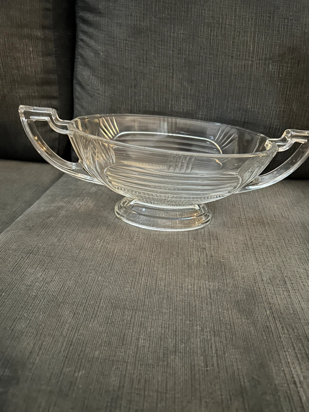 Vintage Crystal Serving Bowl with Handles