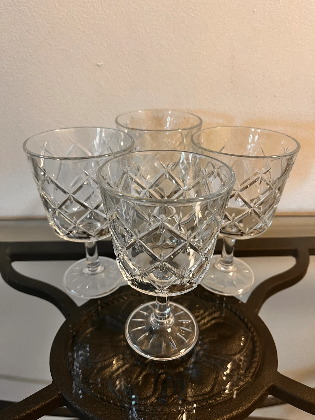 Set of 4 Crystal Cut Glasses