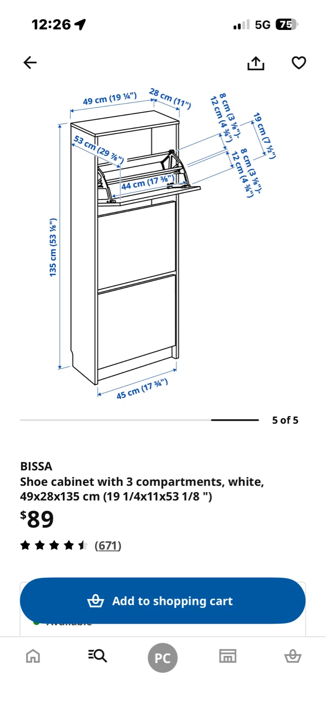 IKEA BISSA Shoe Cabinet - White - photo 5