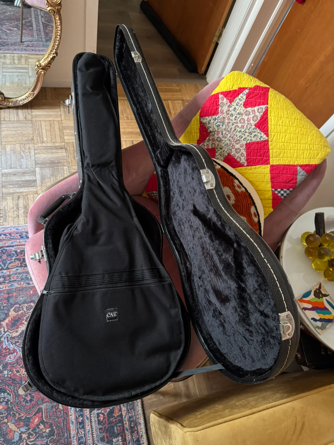 Black Acoustic Guitar with Hard Case and Accessories - photo 2
