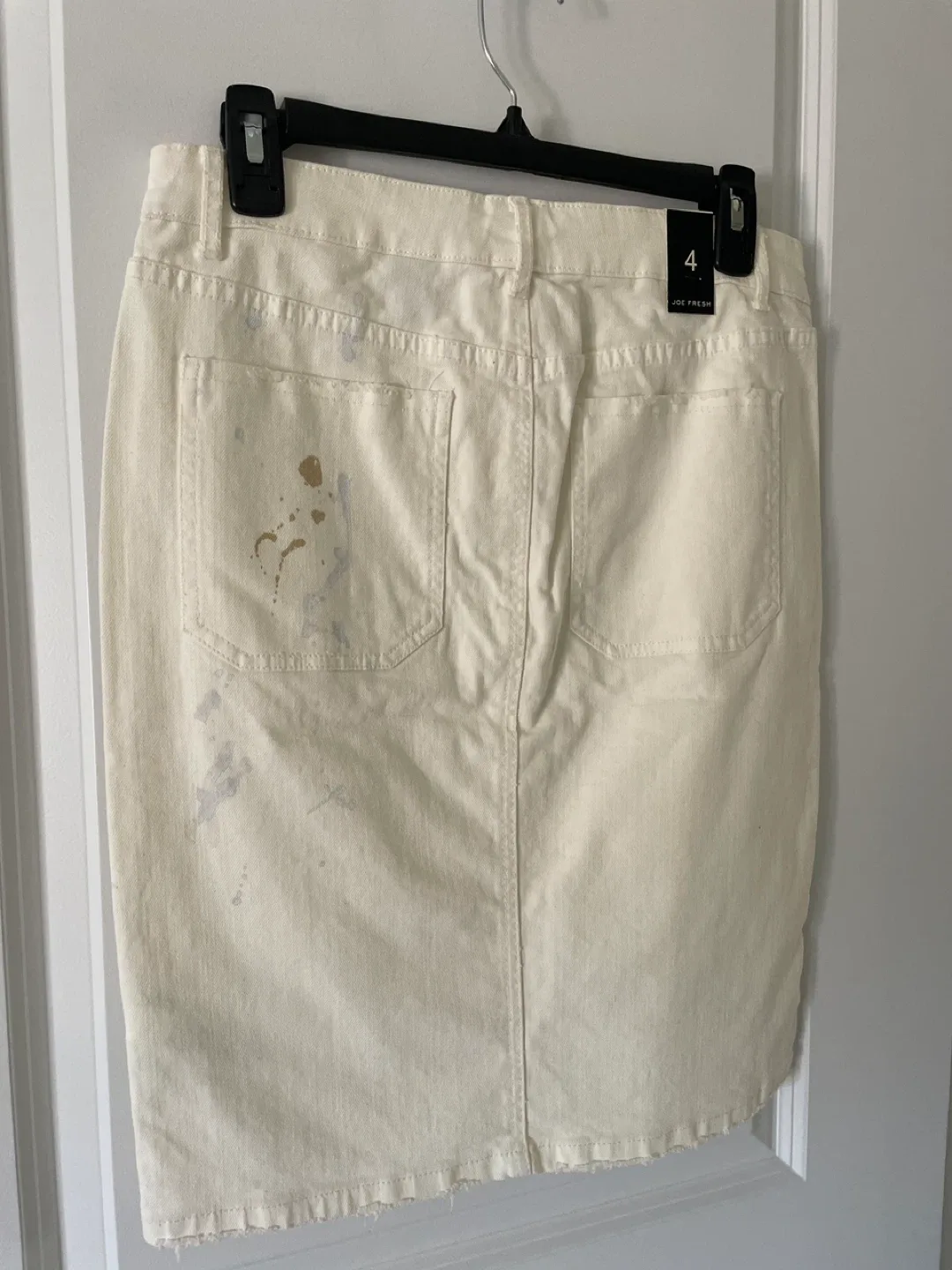 Brand new Joe Fresh Cream Paint Splatter Denim Skirt Size 4 - photo 2