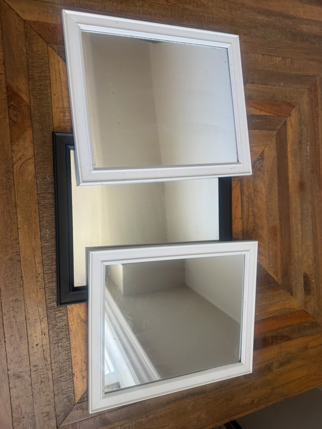 3 Framed Mirrors - White and Black Frames