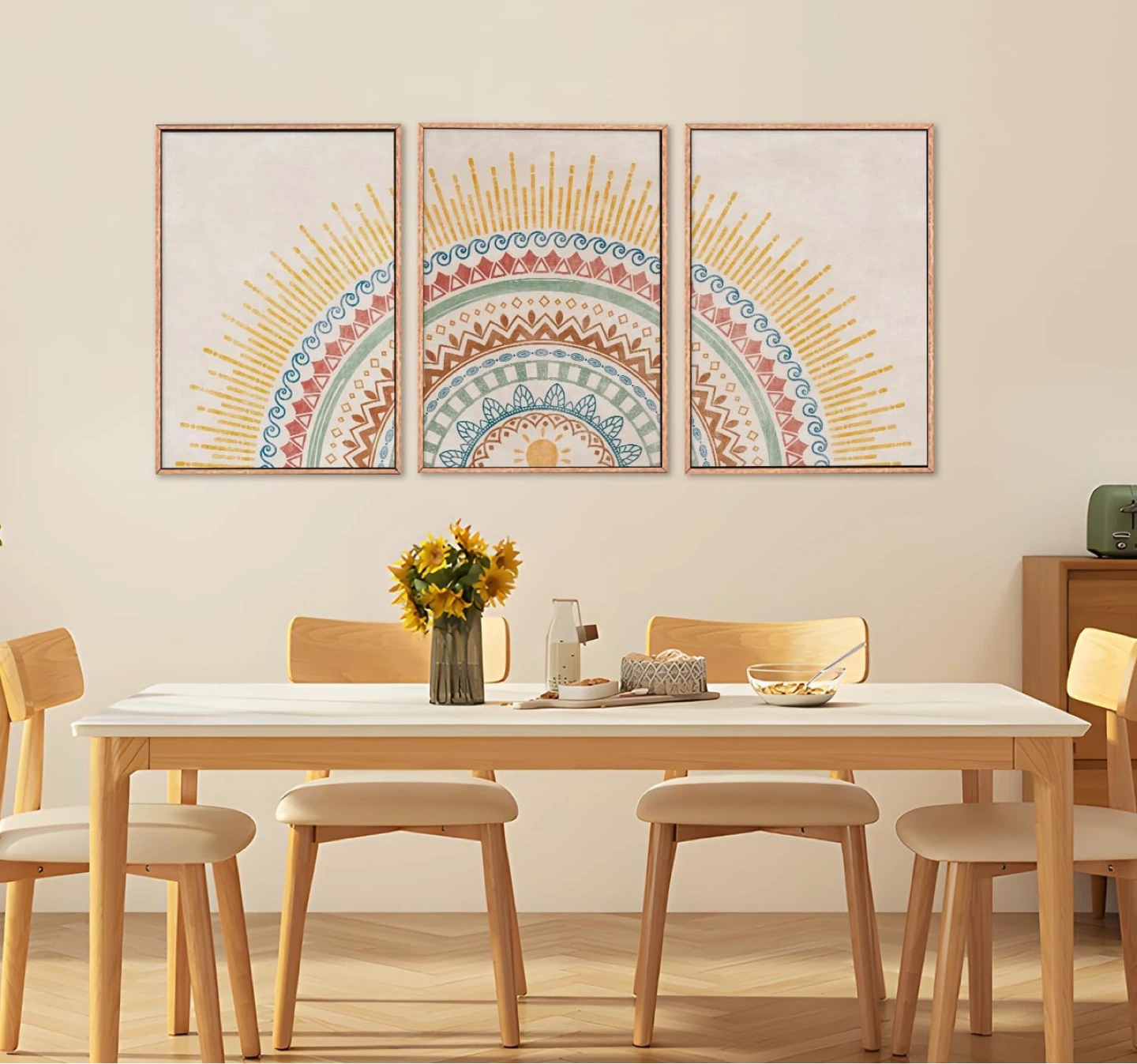Boho Sun Framed Canvas Wall Art Set - 16"x24" - photo 2