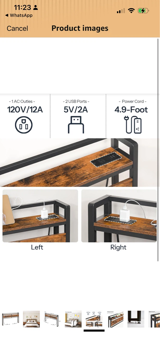 New Rustic King Headboard with Built-in Power Strip & USB Ports - photo 5