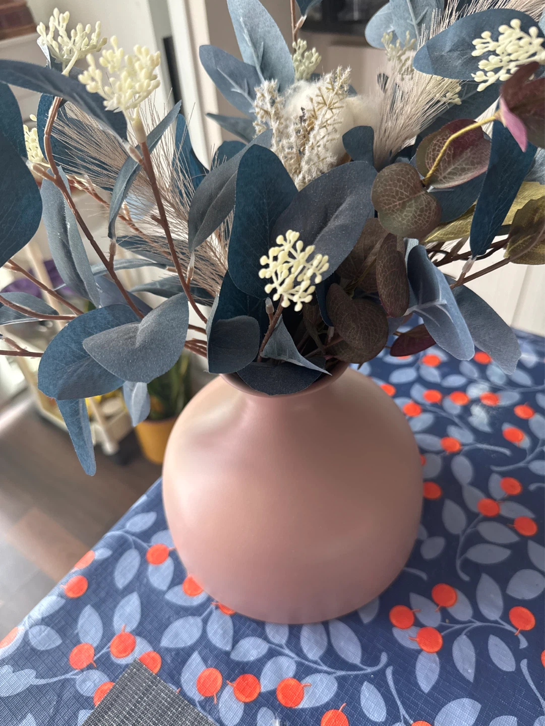 Faux Floral Arrangement in Pink Vase