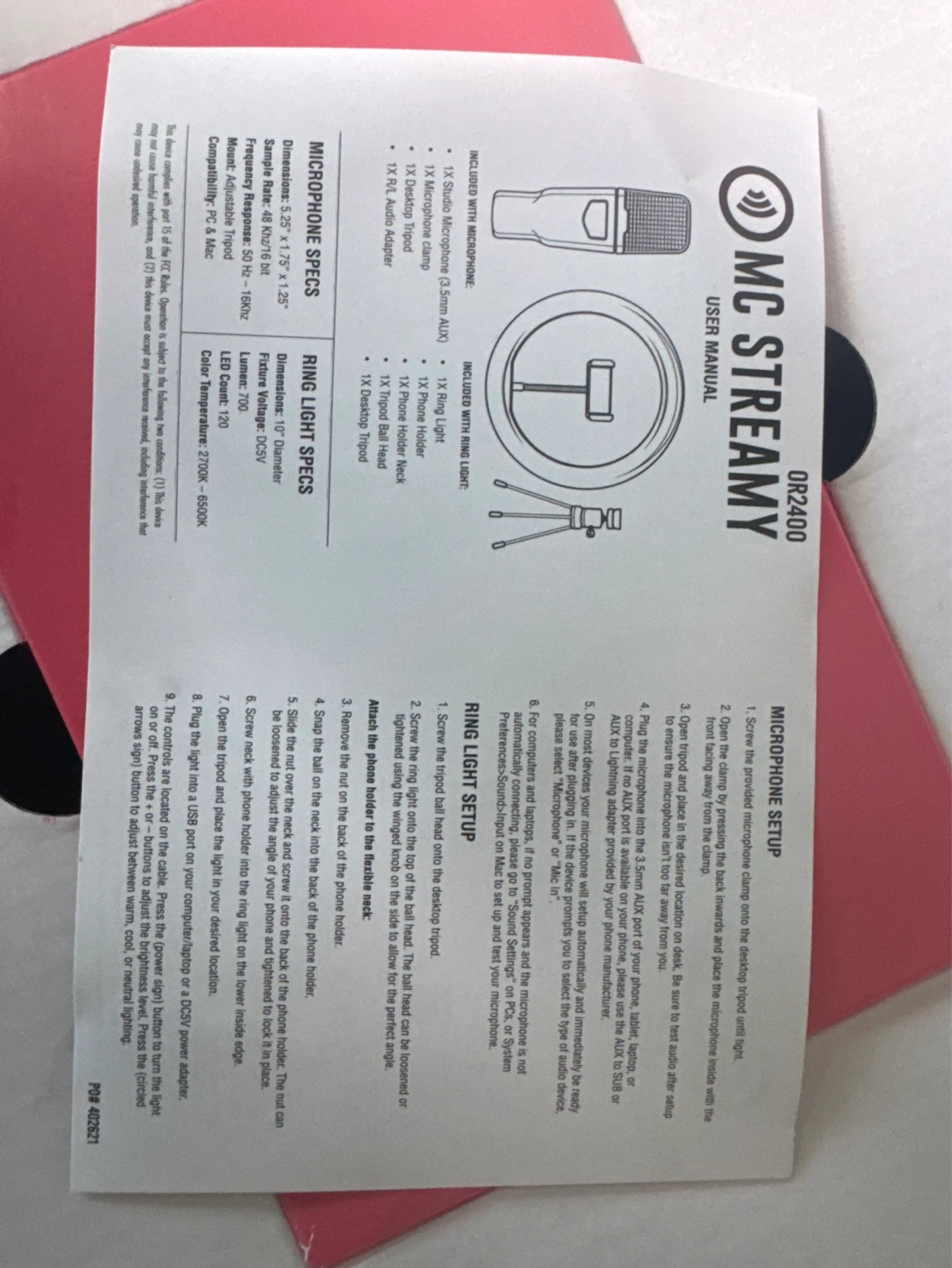 MC Streamy OR2400 Ring Light & Microphone Combo - photo 4