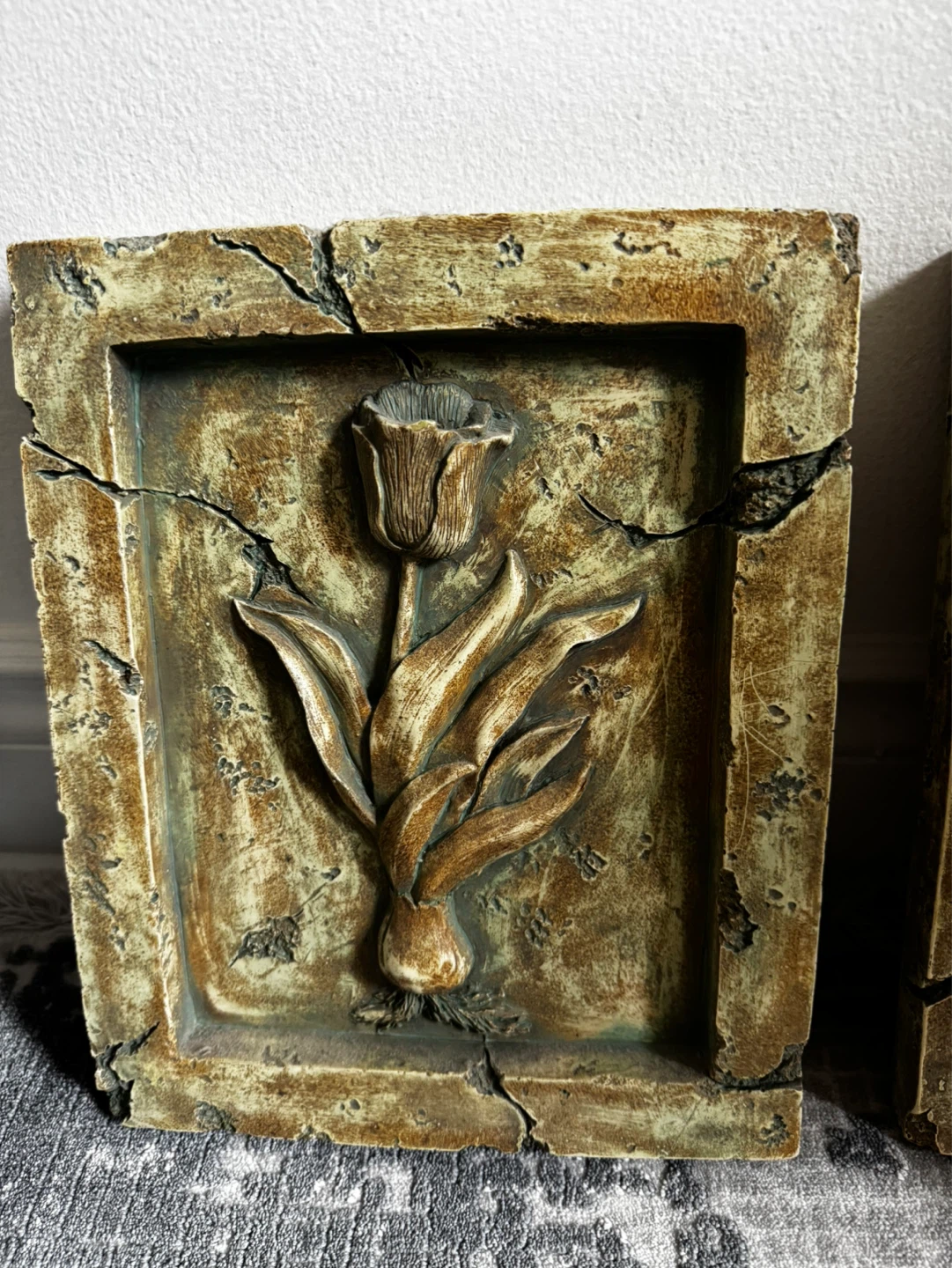 Set of 2 Embossed Flower Wall Art Plaques - photo 2