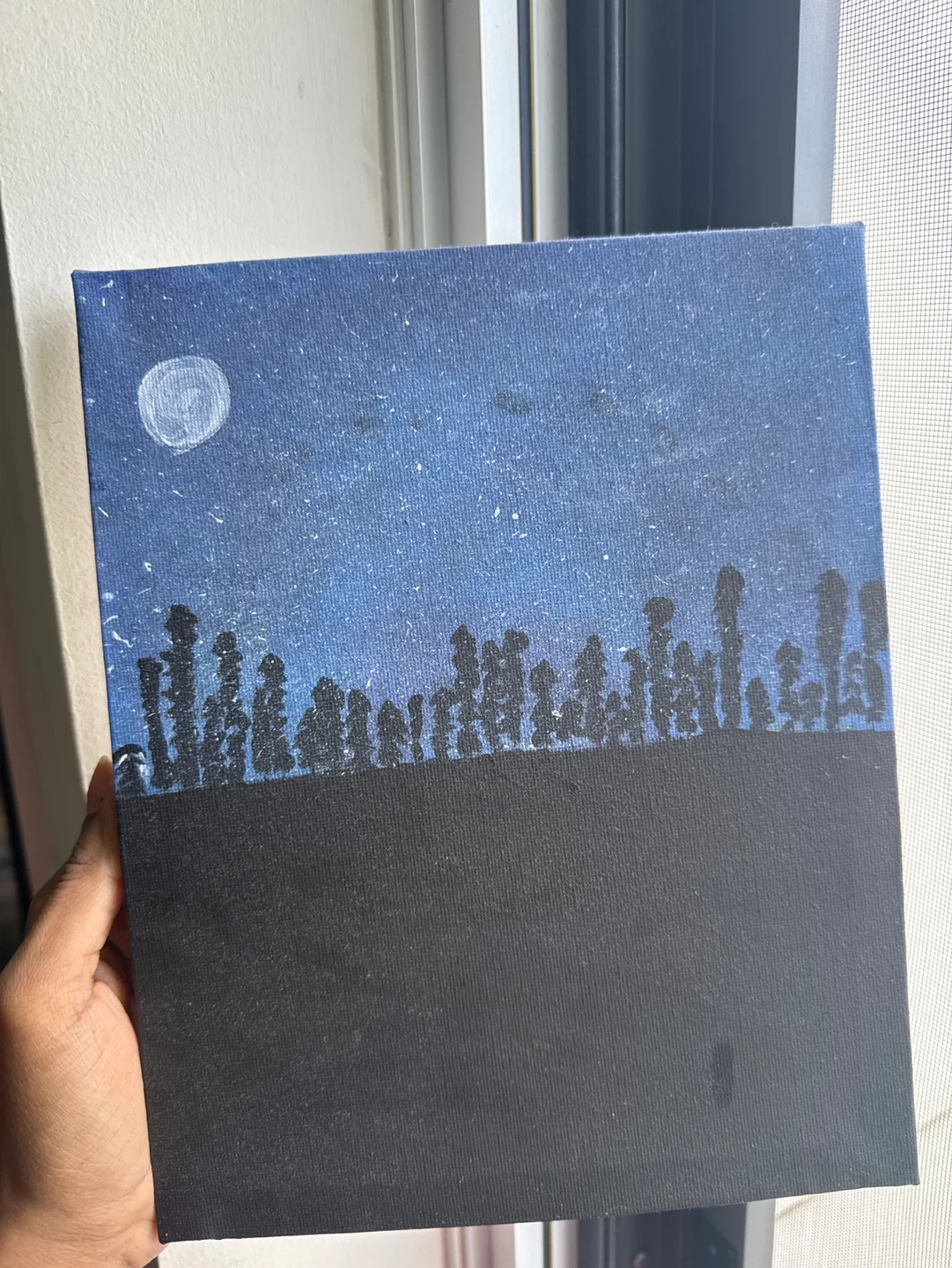 Canvas Painting of Night Sky and Cityscape - photo 2