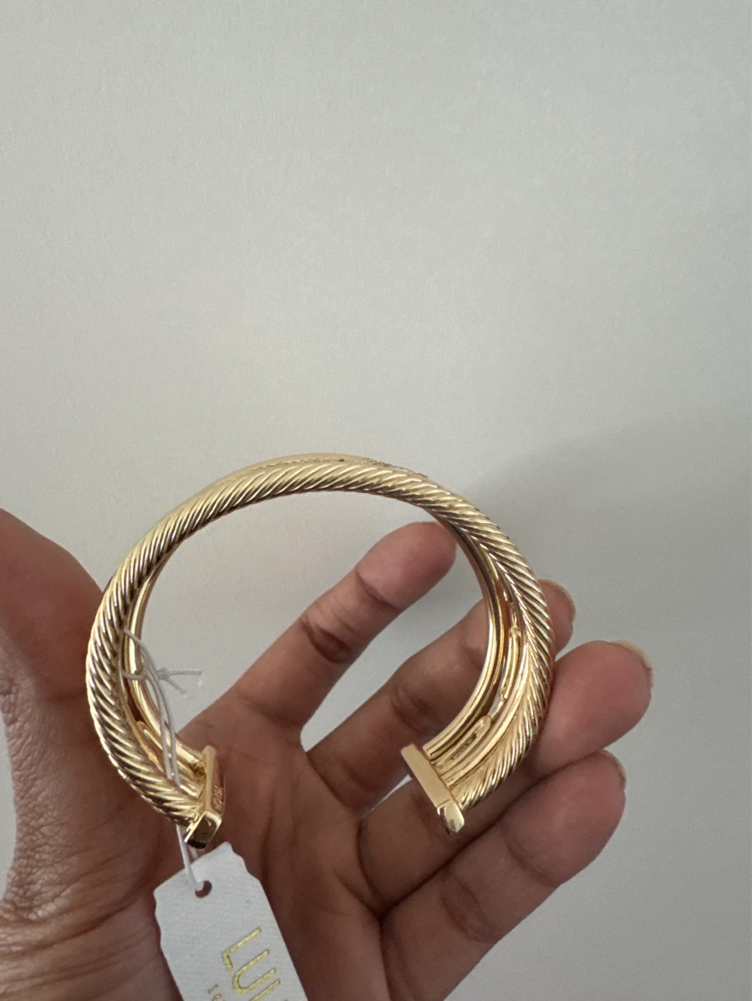 LULEA 18KT Plate Gold Tone Stacked Bangles with Crystals - photo 2