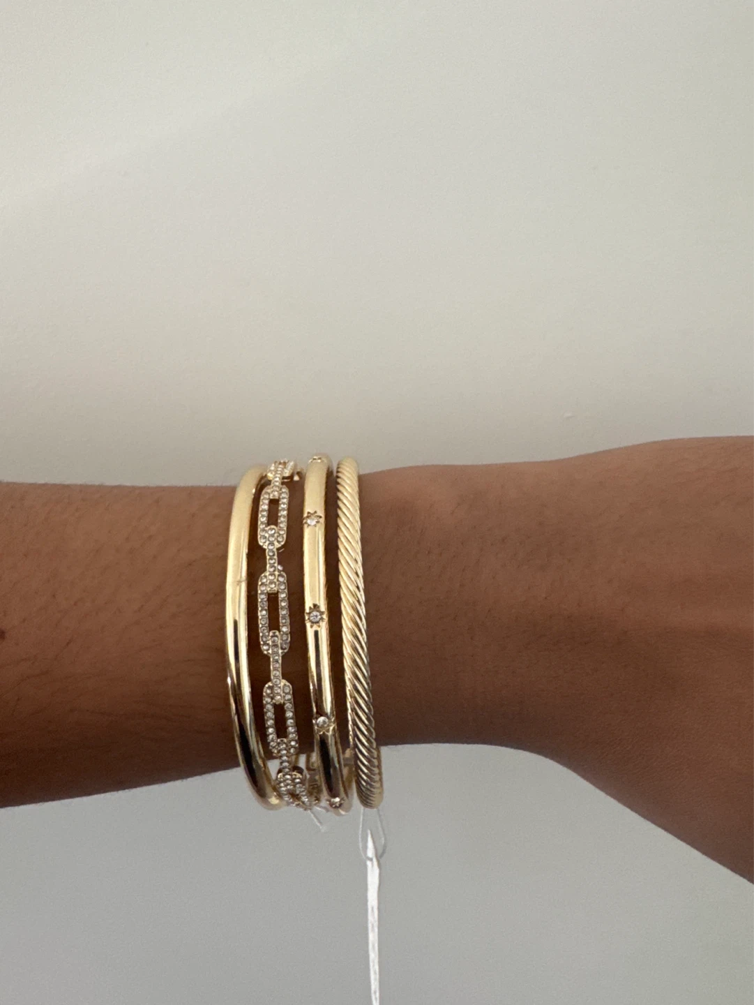 LULEA 18KT Plate Gold Tone Stacked Bangles with Crystals - photo 4