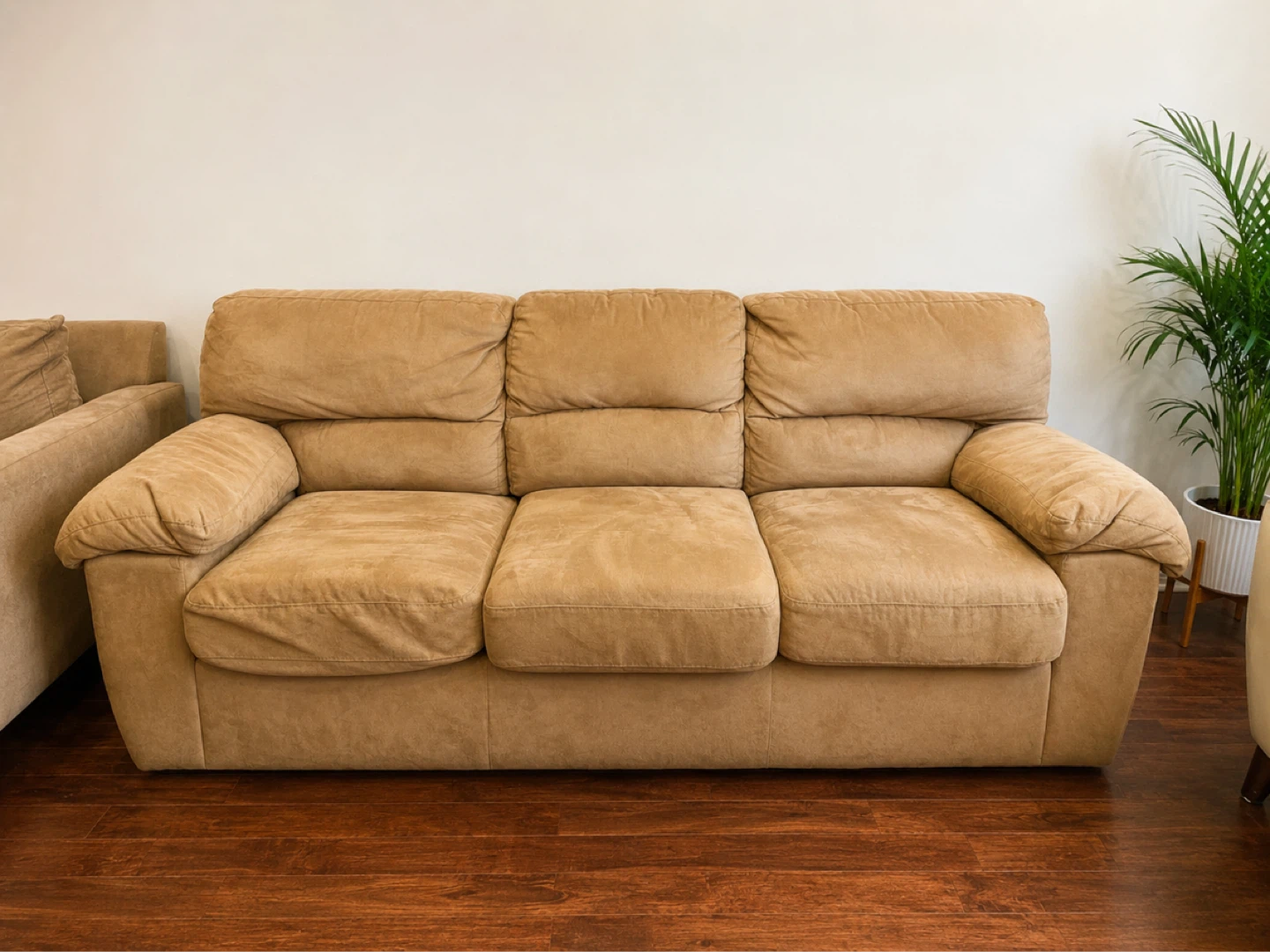 Suede Loveseat and Armchair Set - Tan - photo 2