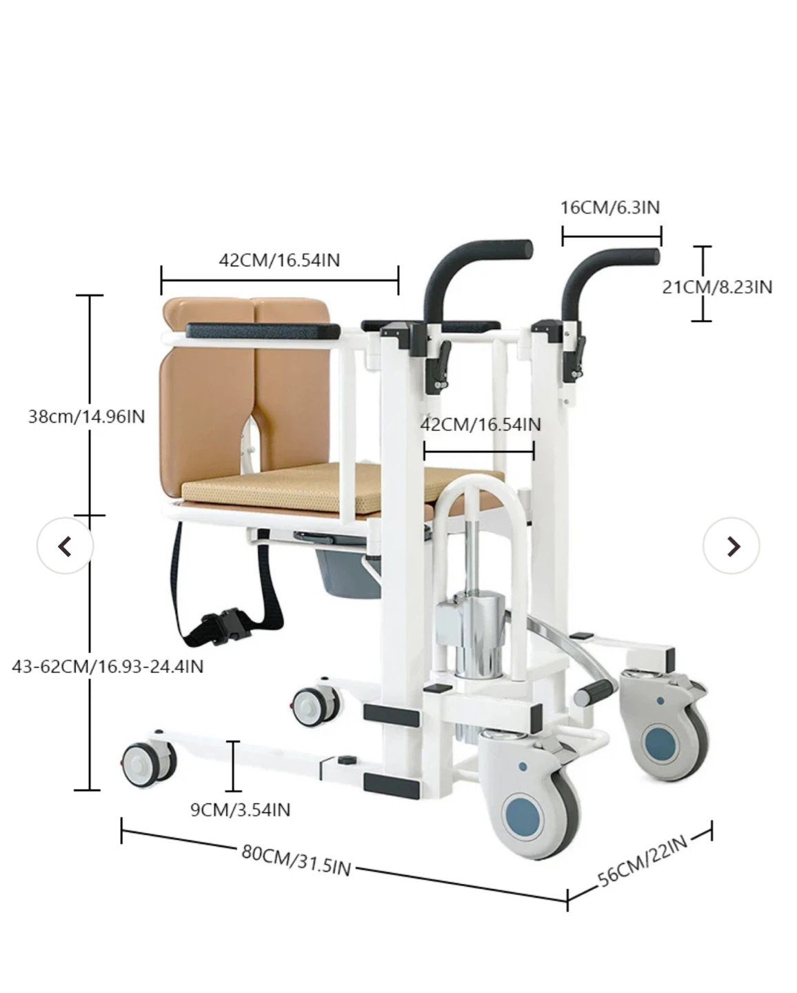 Patient Lift Transfer Aid Chair with Tray - photo 5