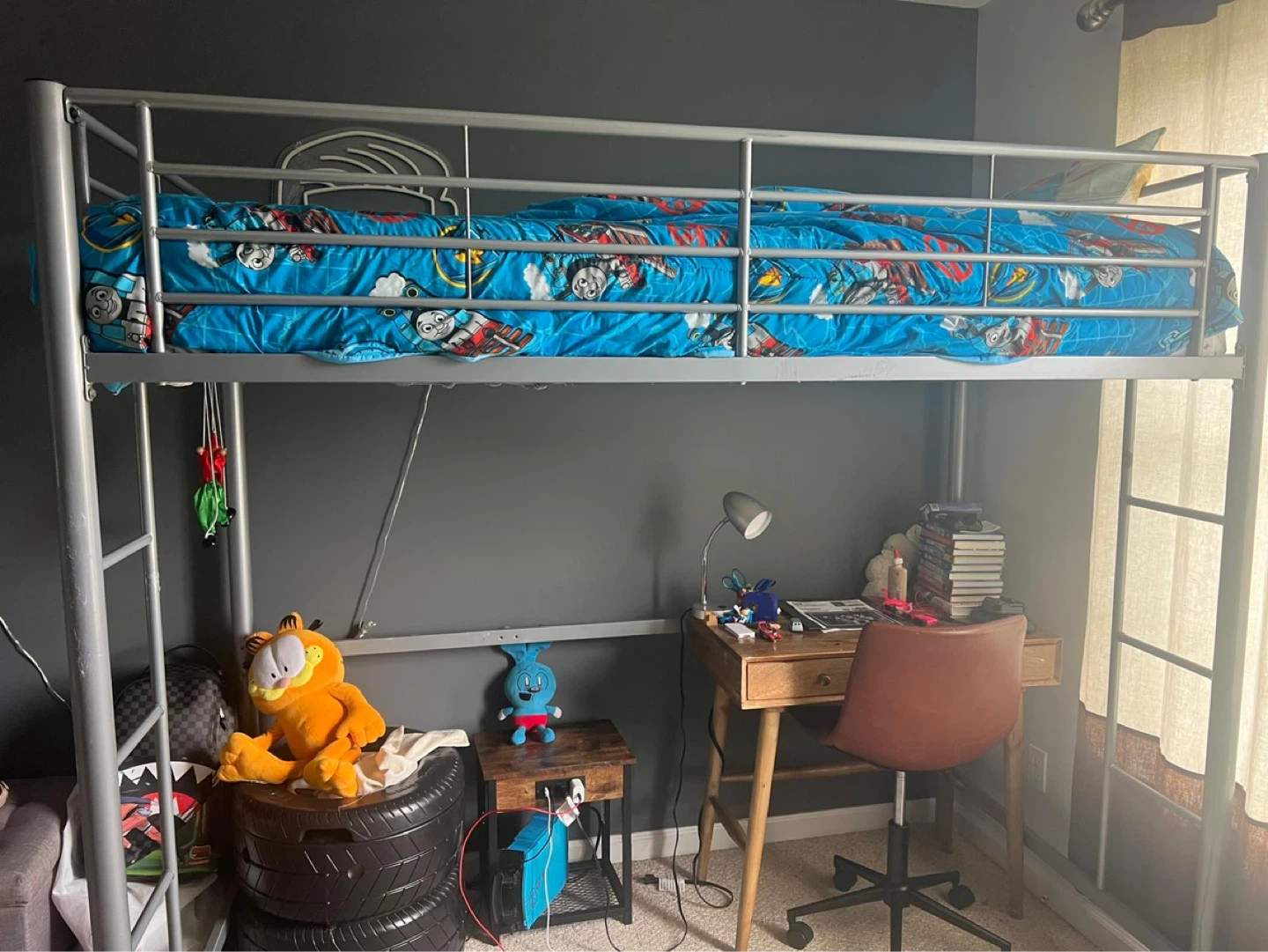 Silver Metal Loft Bed Frame - photo 3