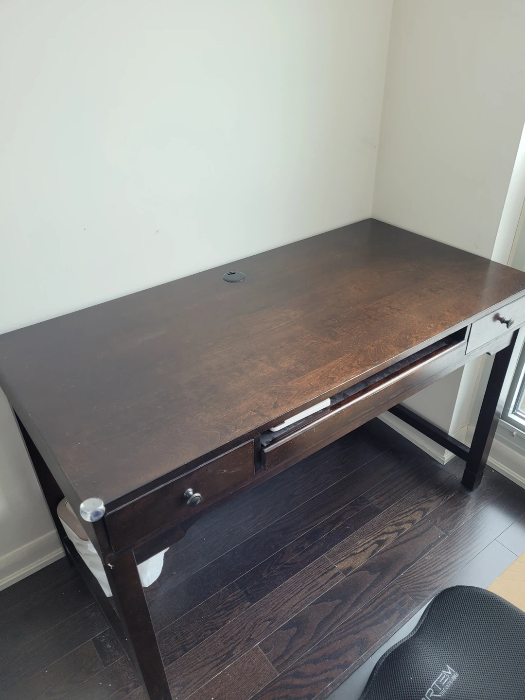 Dark Brown Wooden Desk with Drawers