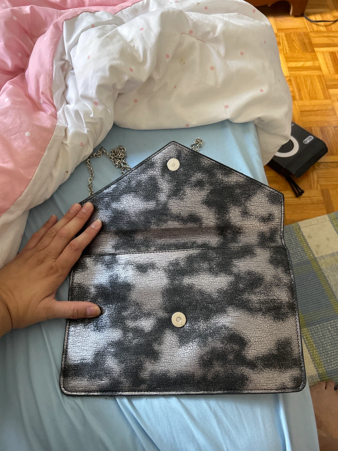 Metallic Clutch with Chain Strap