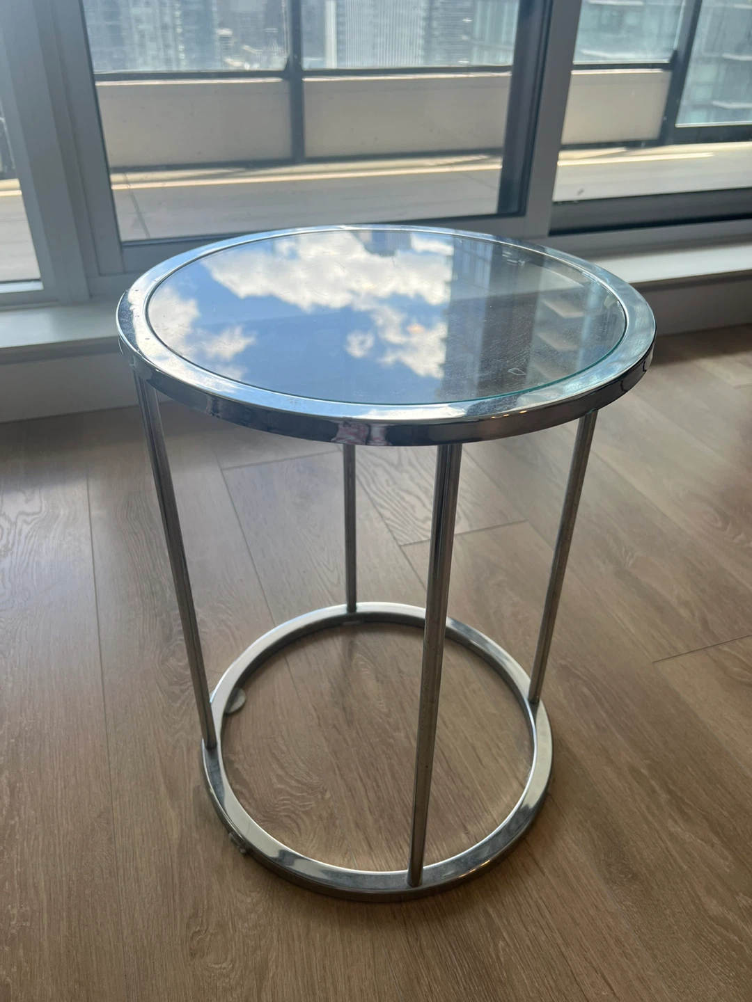 Glass and Chrome Side Table
