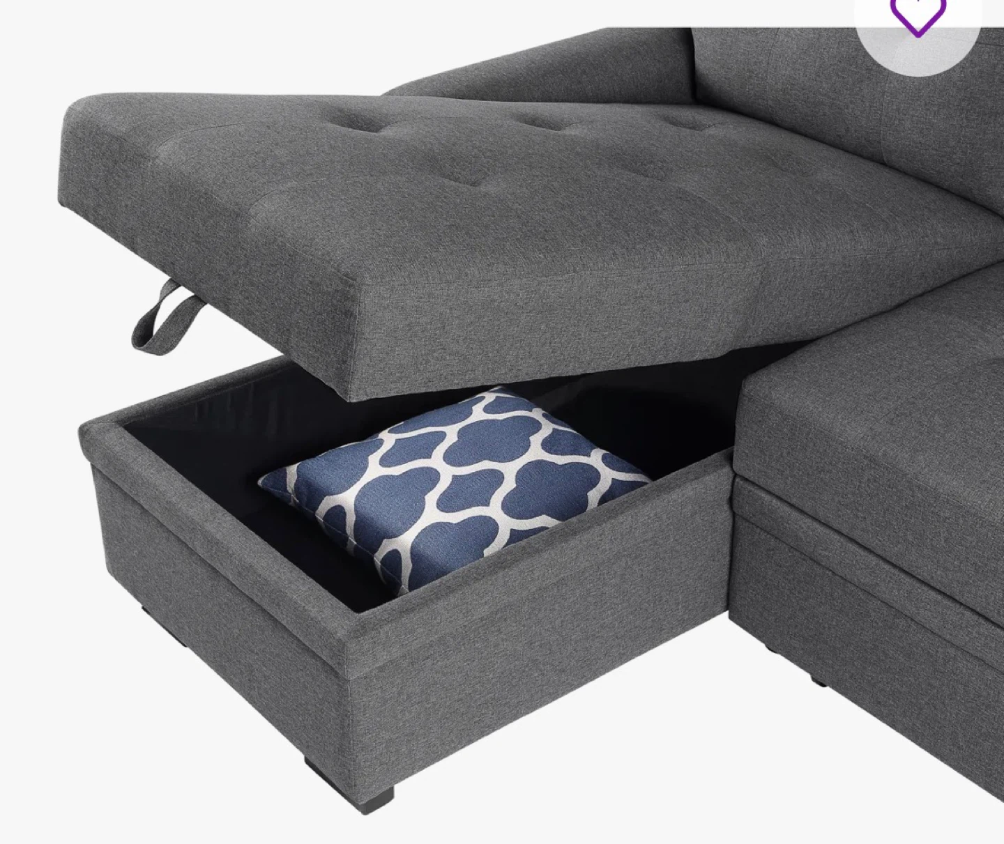 Grey Sectional Sofa with Storage - photo 4