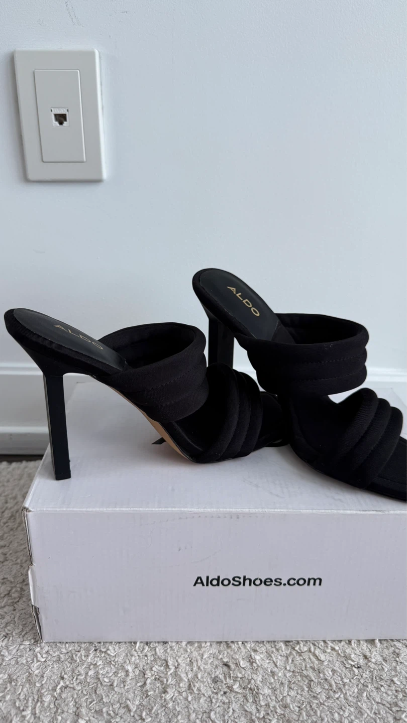 ALDO Black Heeled Mules Size 8 - photo 2