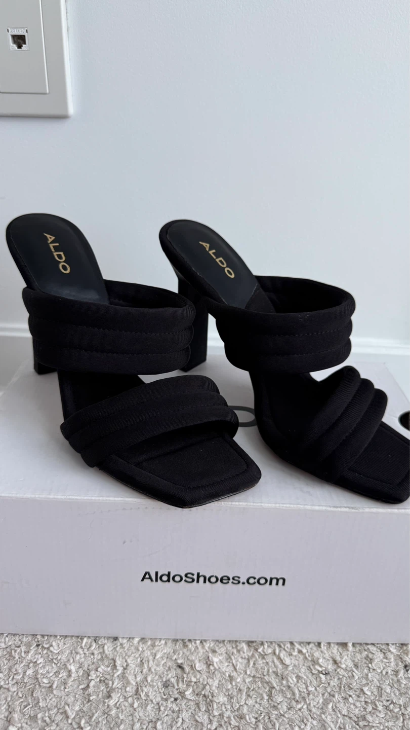 ALDO Black Heeled Mules Size 8