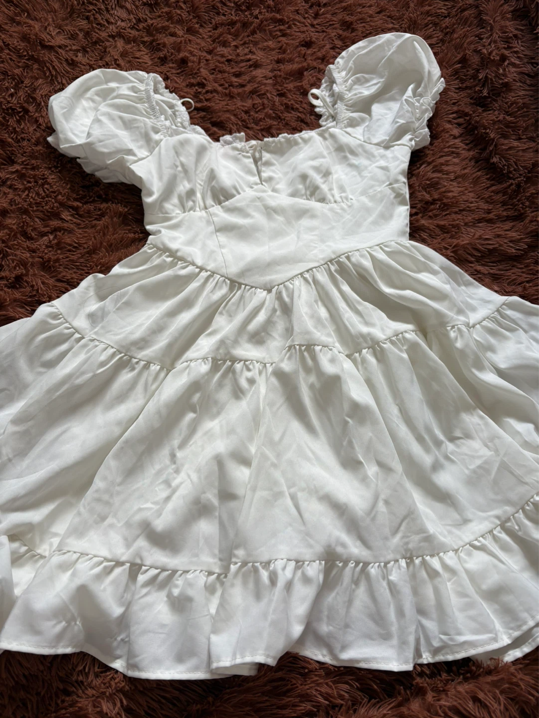 White Puff Sleeve Tiered Mini Dress - photo 5