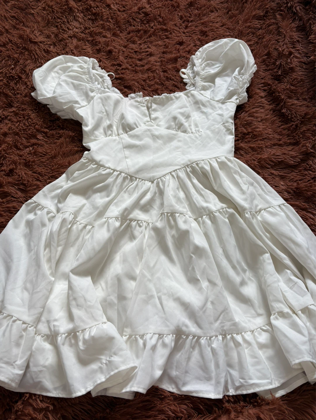 White Puff Sleeve Tiered Mini Dress - photo 4