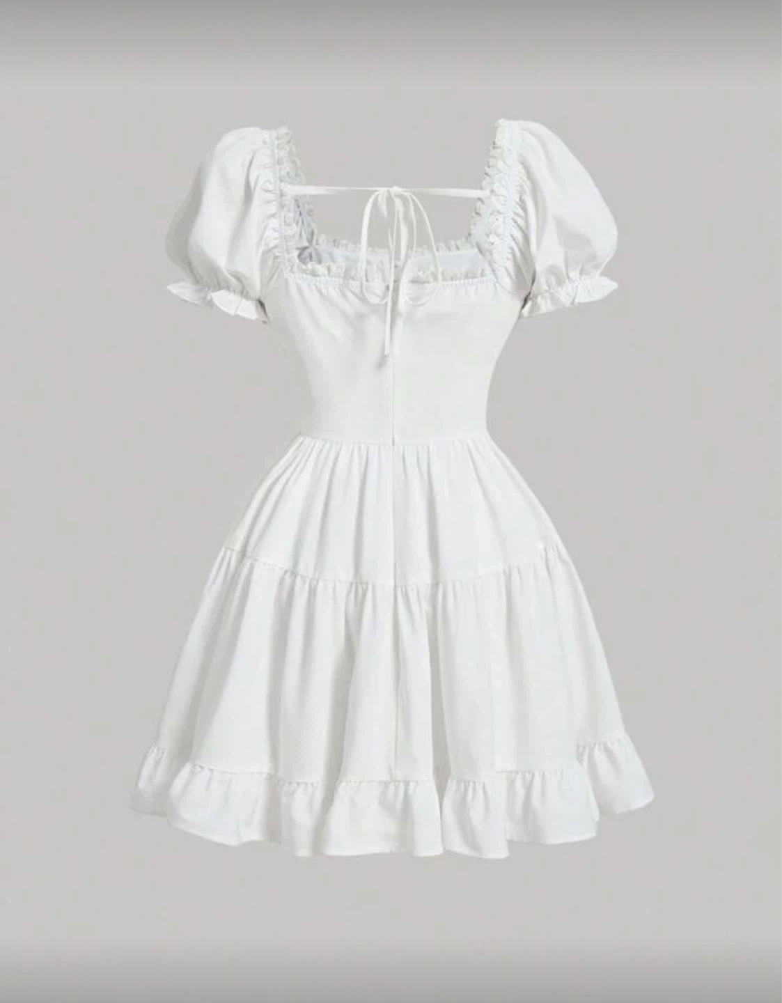 White Puff Sleeve Tiered Mini Dress - photo 2