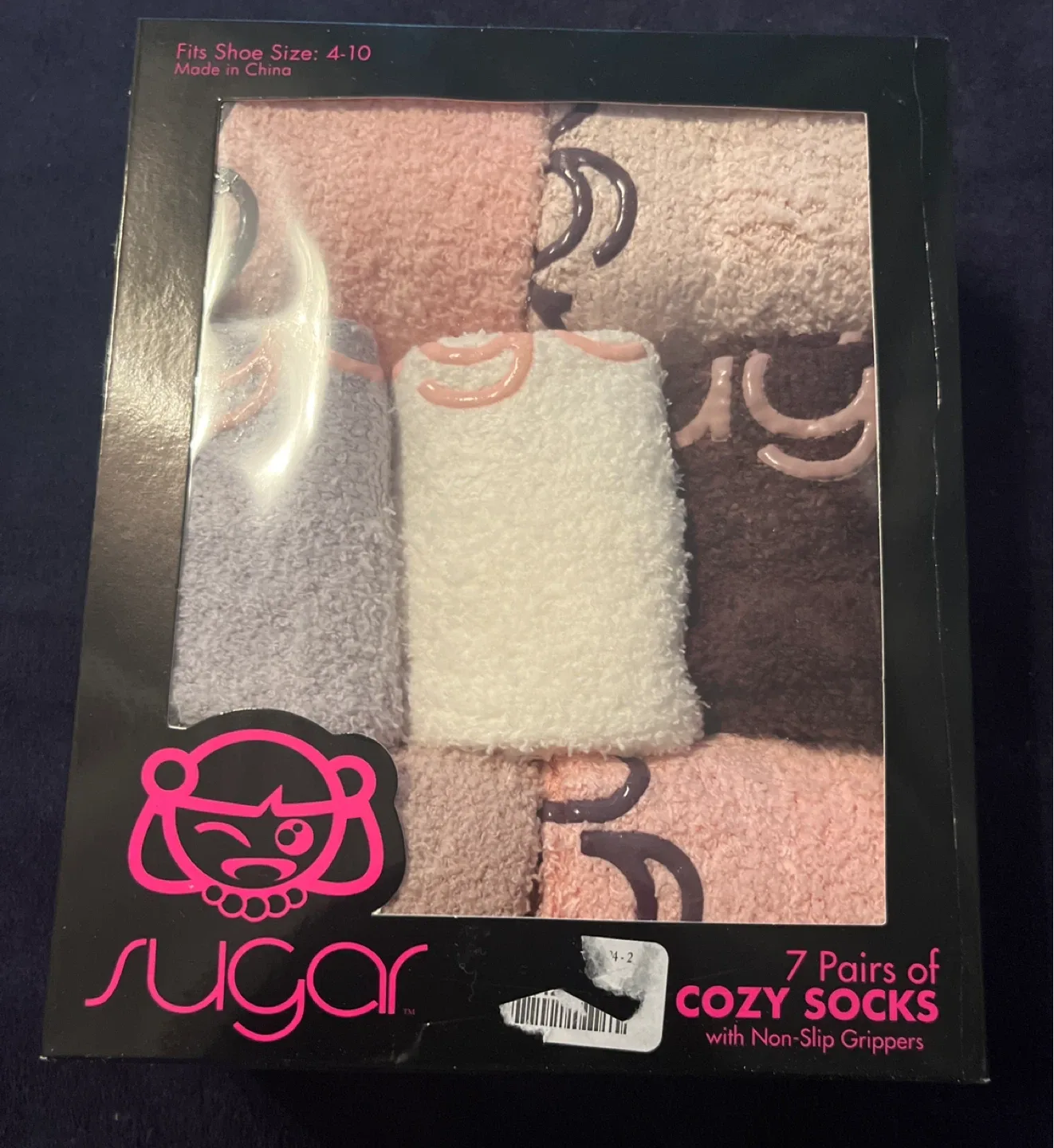 Sugar 7 Pairs Cozy Socks with Non-Slip Grippers