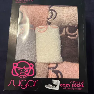 Sugar 7 Pairs Cozy Socks with Non-Slip Grippers