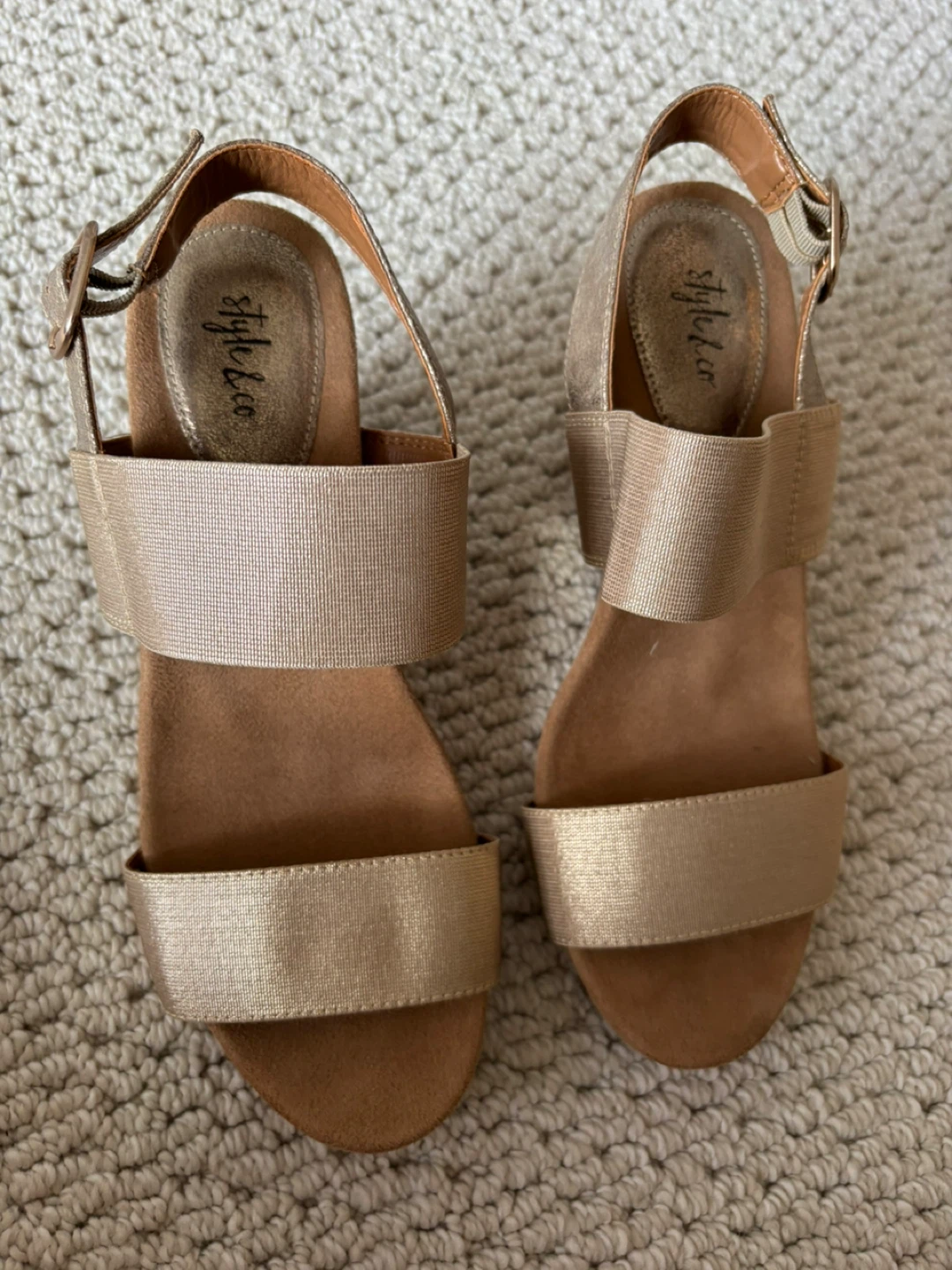 Style & Co. Gold Wedge Sandals Size 8M
