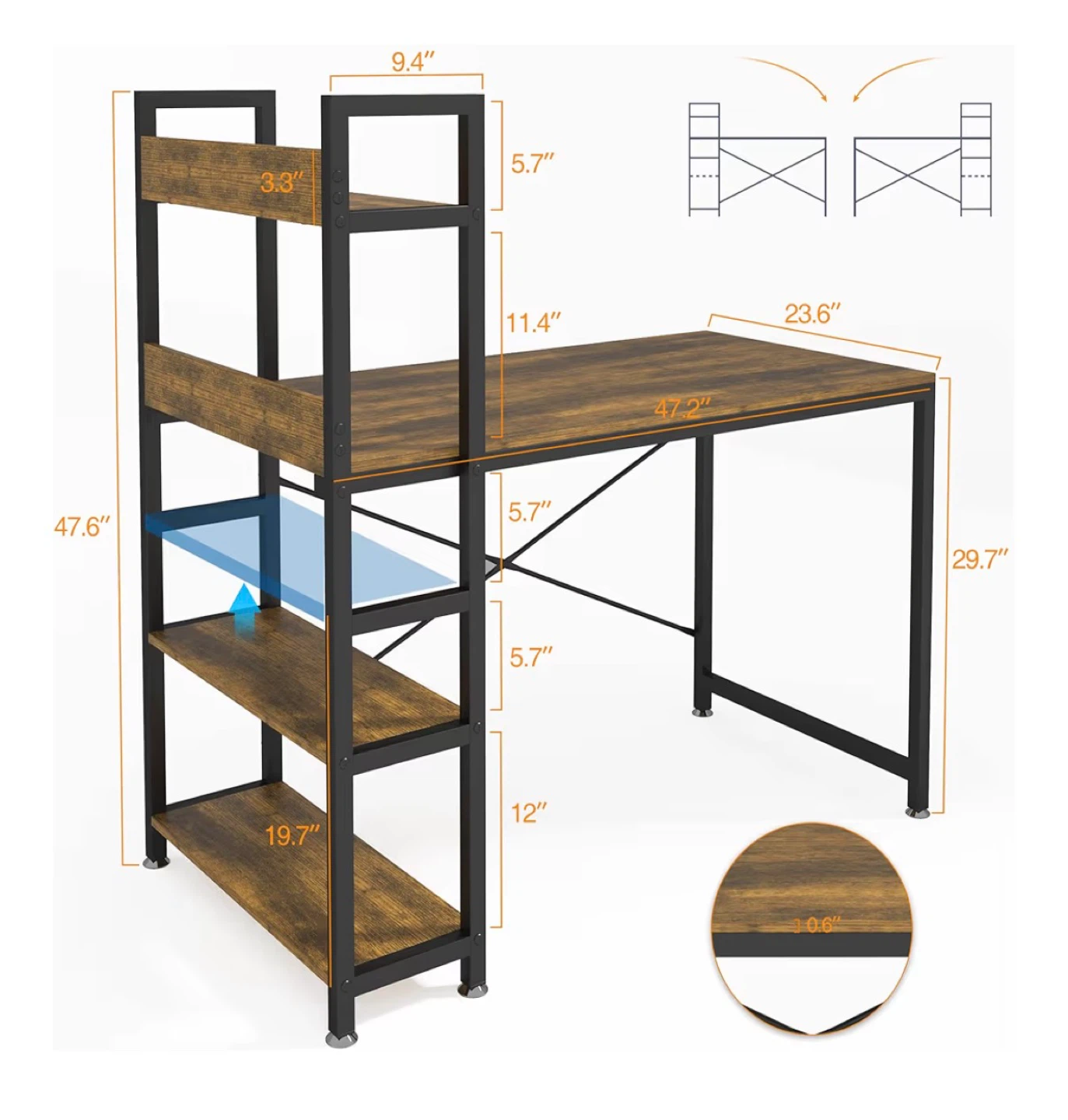 Writing Desk with Shelves - photo 3