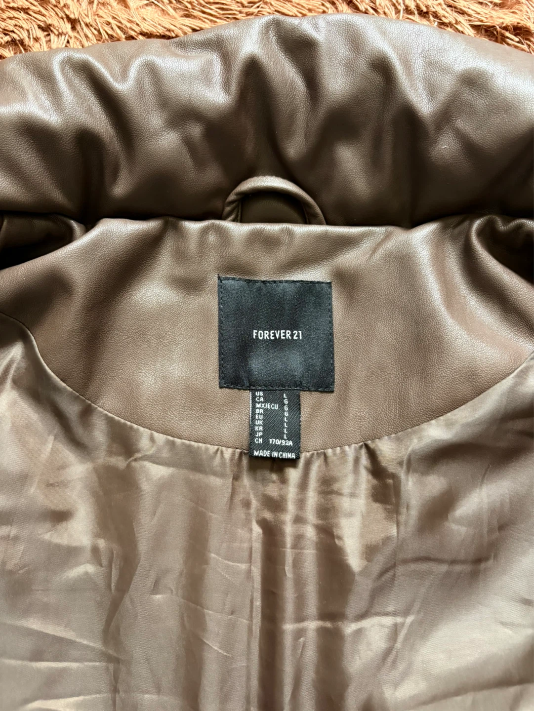 Forever 21 Brown Faux Leather Puffer Vest - Size L - photo 2