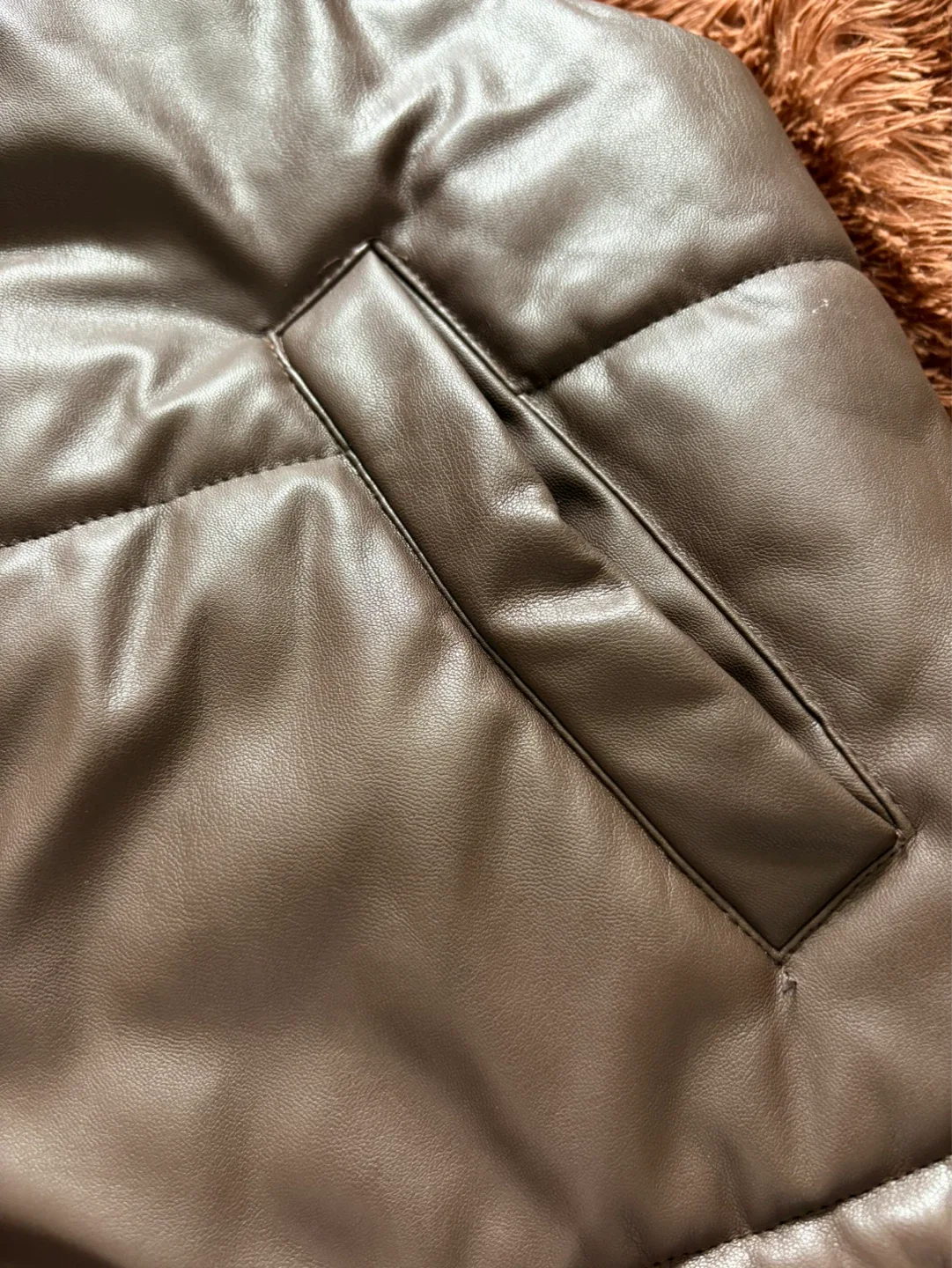 Forever 21 Brown Faux Leather Puffer Vest - Size L - photo 4