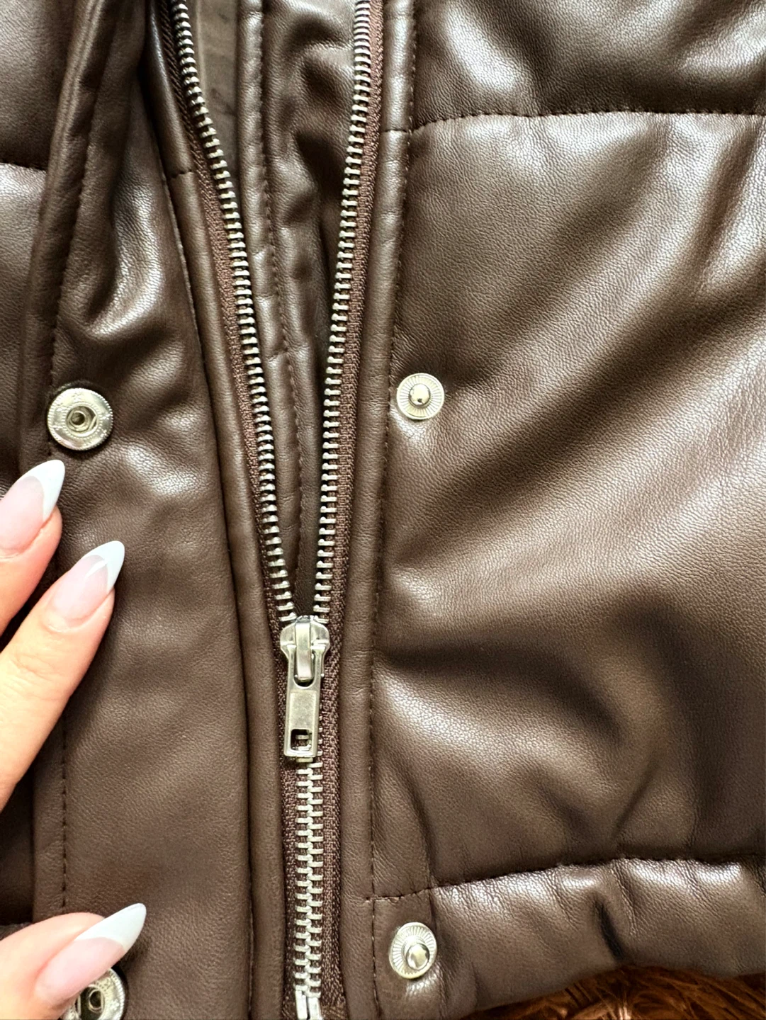 Forever 21 Brown Faux Leather Puffer Vest - Size L - photo 3
