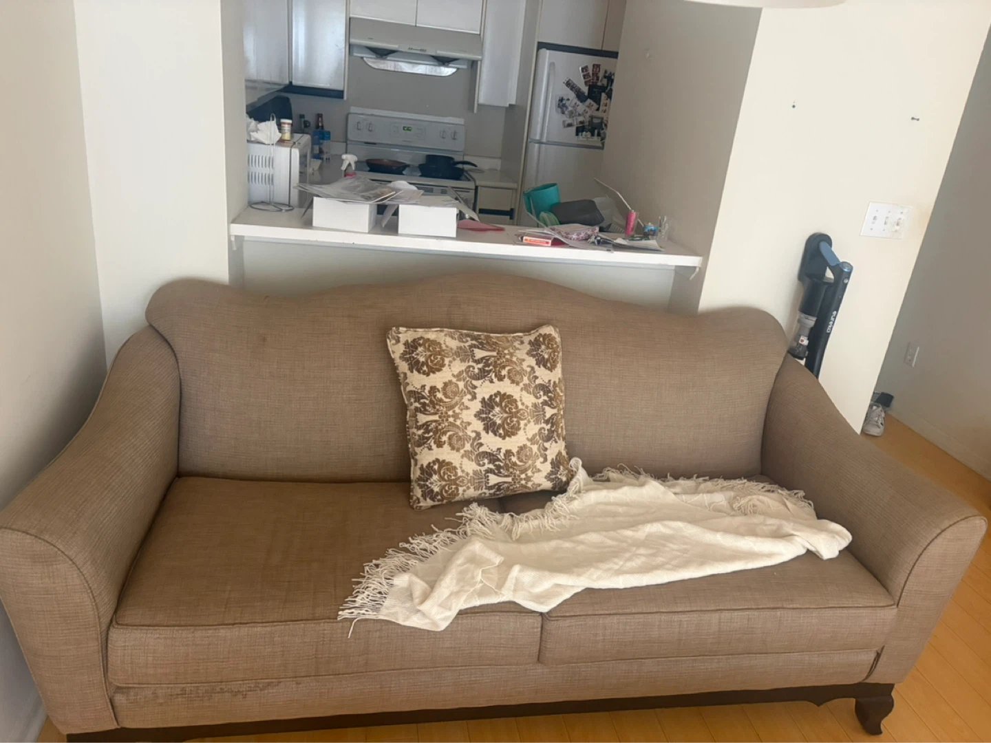 Brown Sofa with Decorative Pillow - photo 2