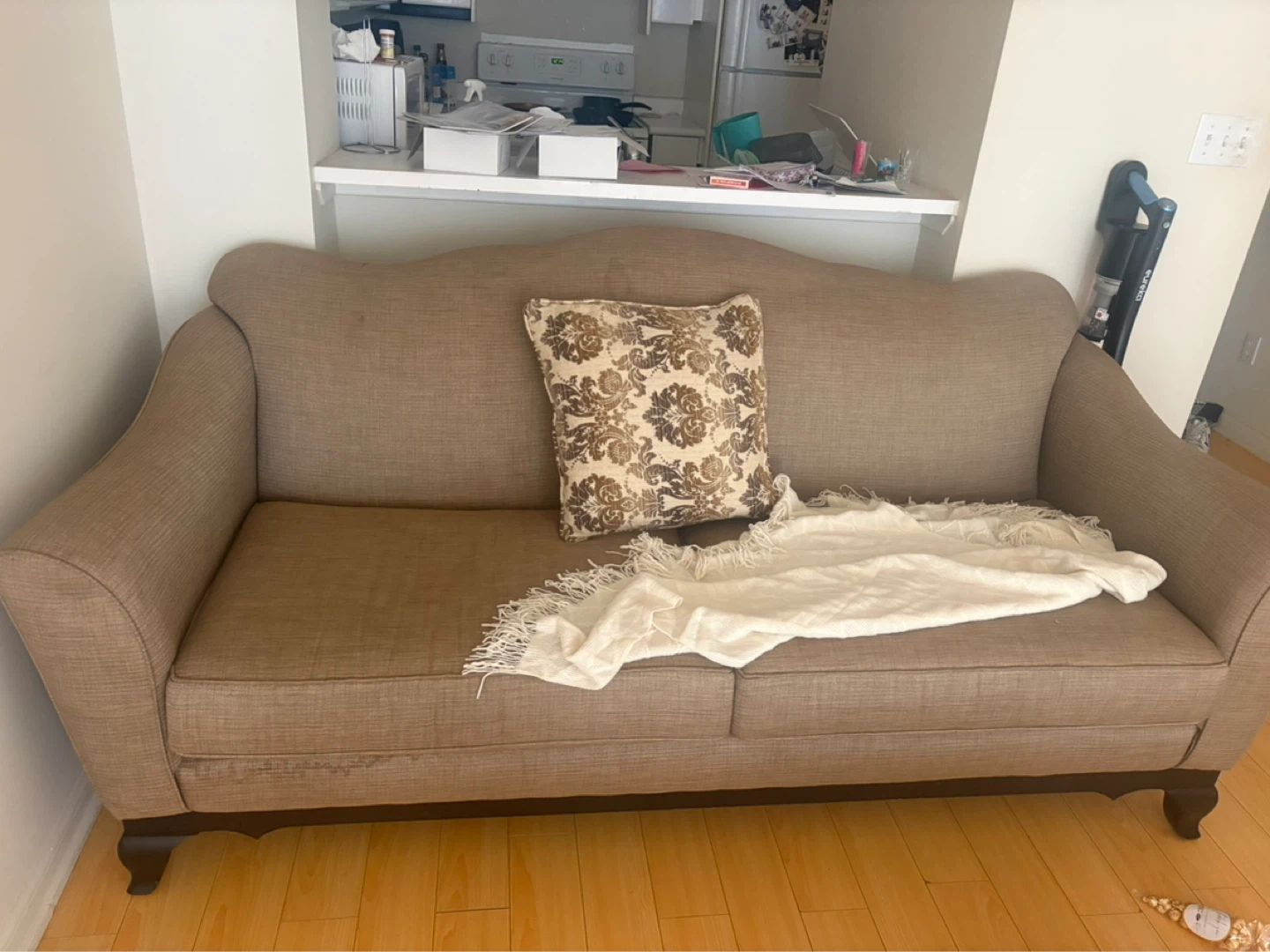 Brown Sofa with Decorative Pillow - photo 3