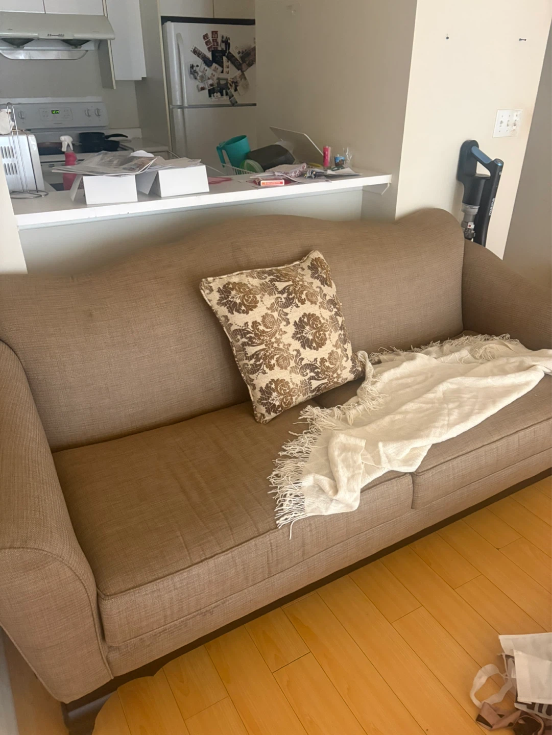 Brown Sofa with Decorative Pillow - photo 4