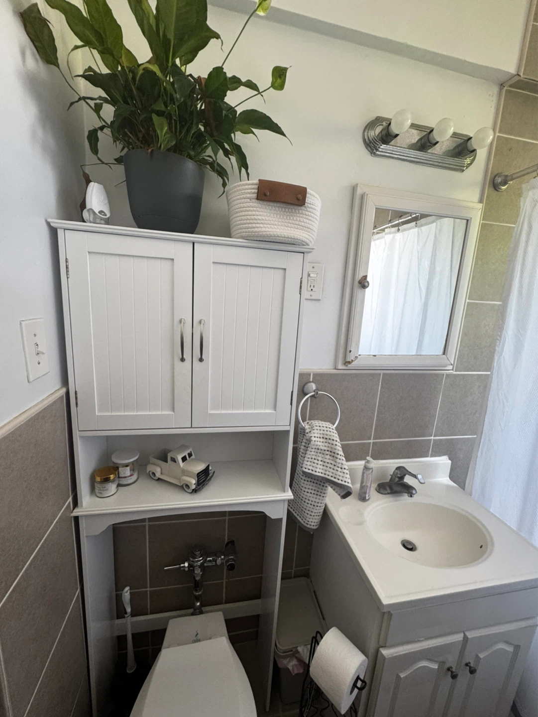 White Over-the-Toilet Storage Cabinet with Doors