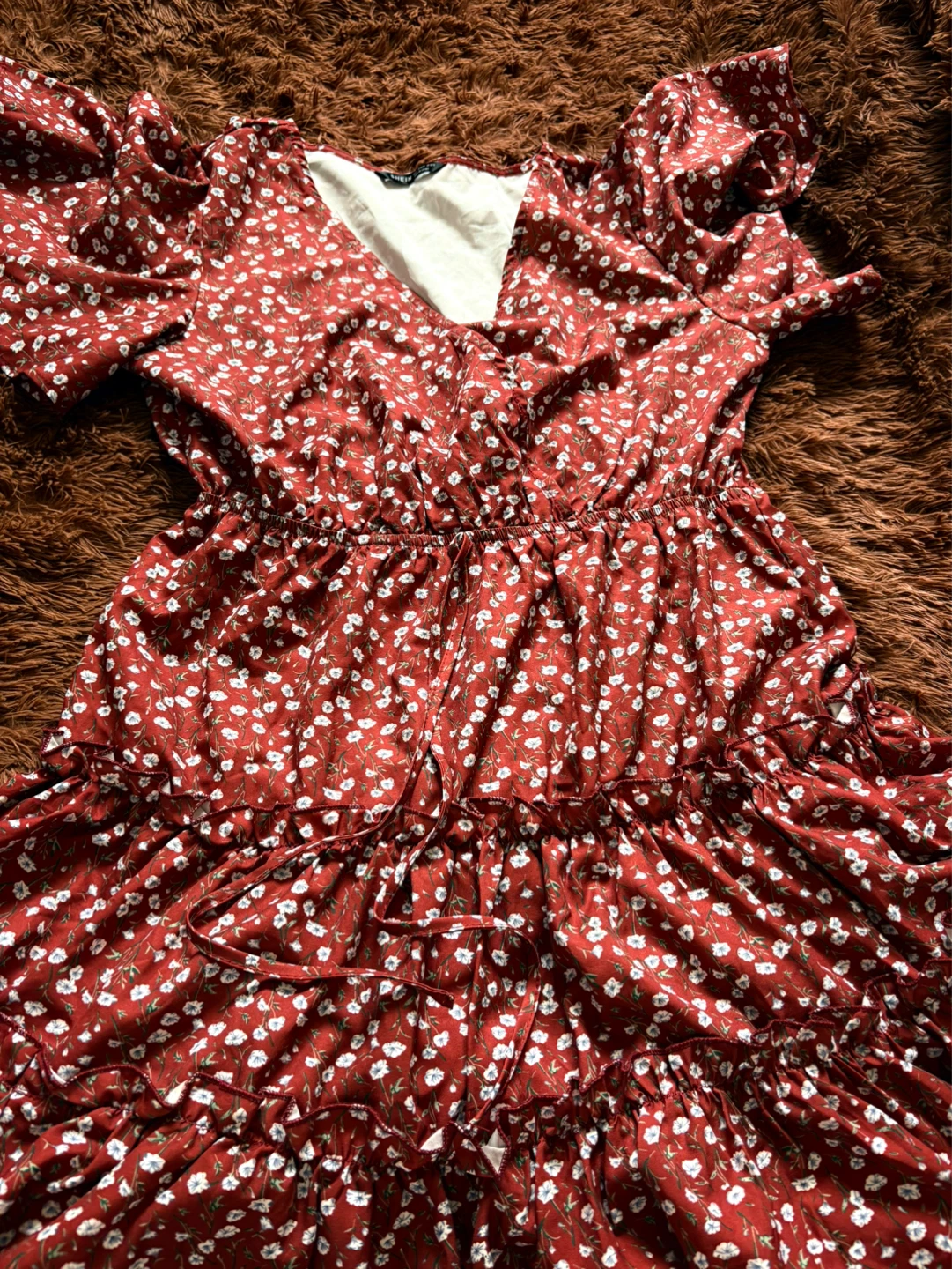 SHEIN Red Floral Print Dress