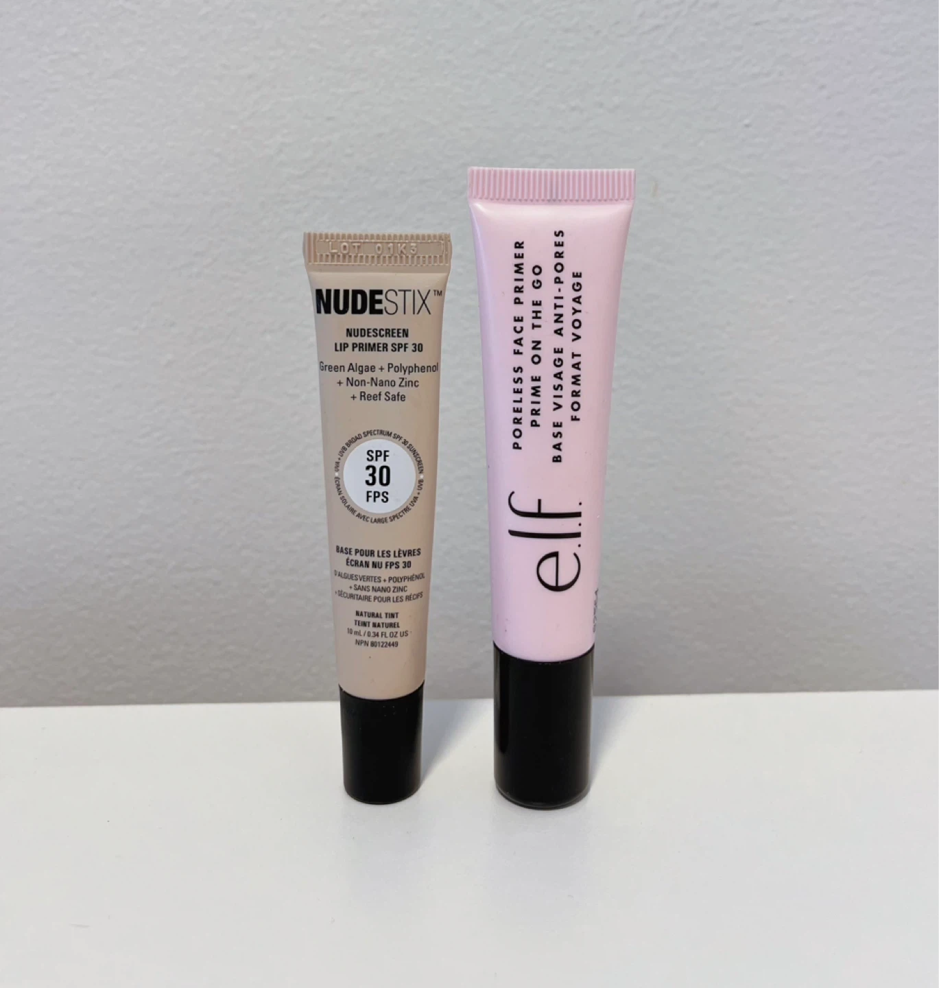 NUDESTIX Lip Primer SPF 30 & e.l.f. Poreless Face Primer