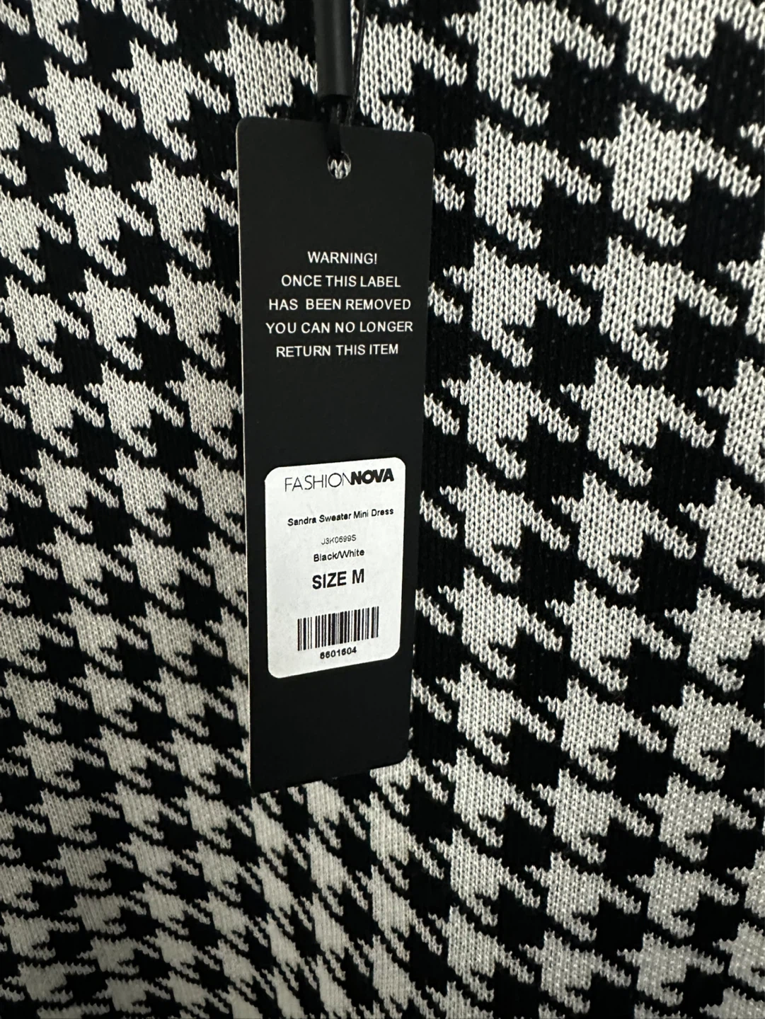 New Fashion Nova Sandra Sweater Mini Dress - Black/White, Size M - photo 2